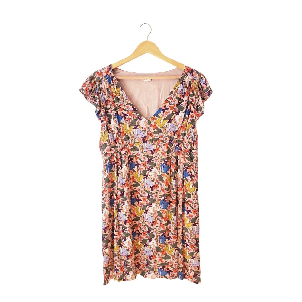 Boden Grace Flutter Sleeve Mini Dress Floral Multicolor Size 12